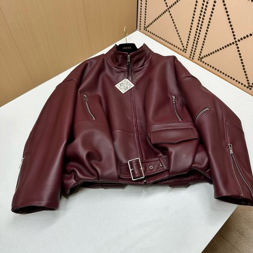 Loewe Stylish Leather Jacket with a Universal Fit and Imported Sheepskin