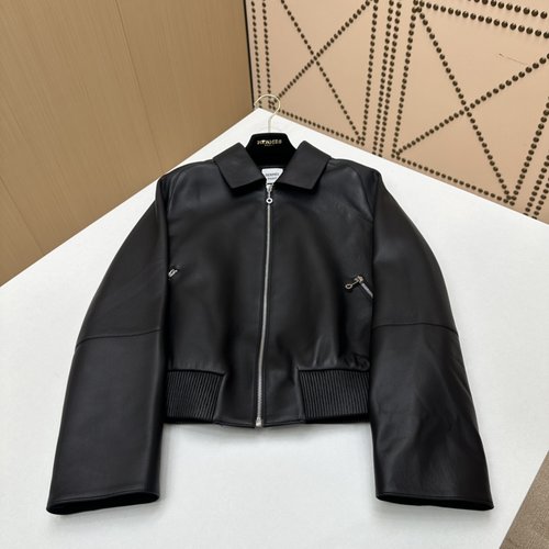 Hermes Exclusive High - end Single Lambskin Lapel Jacket with Fine Craftsmanship