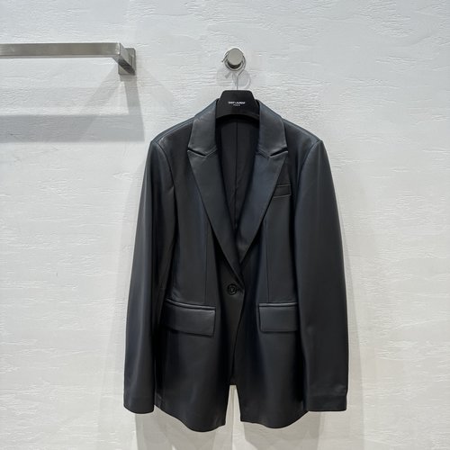 Yves Saint Laurent Top - Grade Sheepskin Leather Blazer with 3D Tailoring and Classic Design