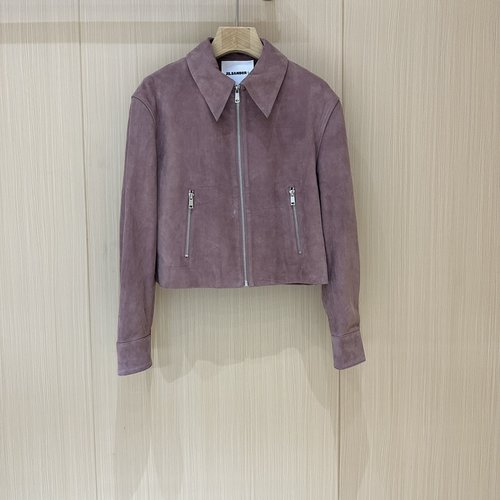 Jil Sanders Exclusive Leather Moto Jacket with 3D Cut and Fine Texture