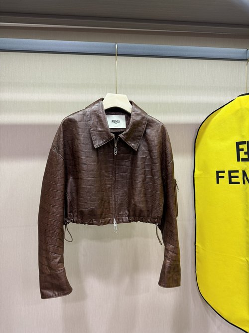 Fendi Imported Lambskin Leather Jacket with Custom Hardware