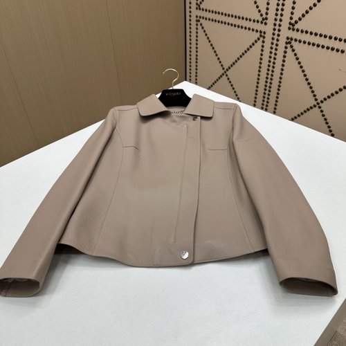 Hermes Exclusive Premiere! High-End Original Single-Piece Camel Pink Zipper Jacket