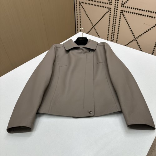 Hermes Exclusive Premiere! High-End Original Single-Piece Elephant Grey Zipper Jacket