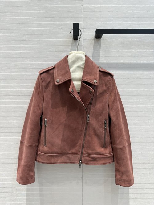Brunello Cucinelli Exclusive Italian - Style Luxury Suede Leather Motorcycle Jacket