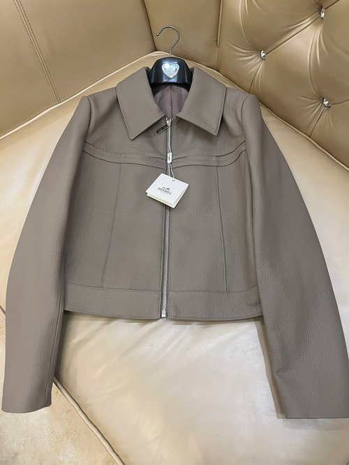 Hermes Premium Leather Jacket with Custom Oil - edged Details