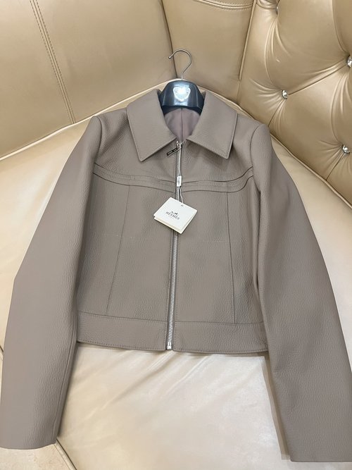 Hermes Premium Leather Jacket with Custom Oil - edged Details
