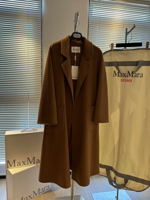 Burberry Top-grade Wool & Cashmere Water-ripple Robe-style Coat