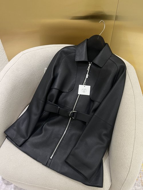 Hermes Elegant Leather Jacket Crafted from Spanish Imported Calfskin