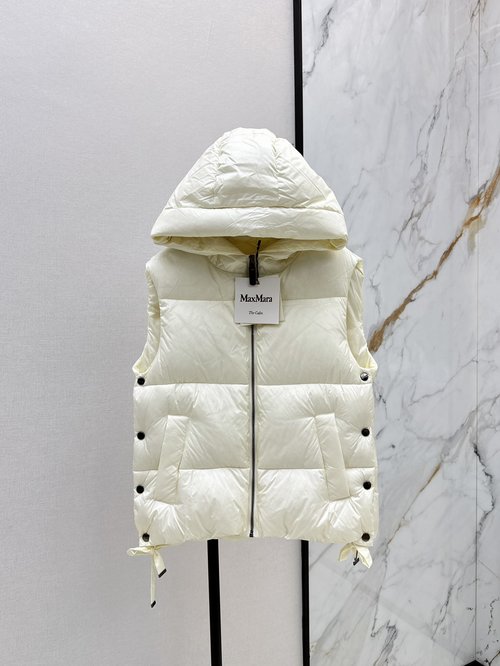 Max Mara Classic H - Cut Hooded Vest with Side Logo