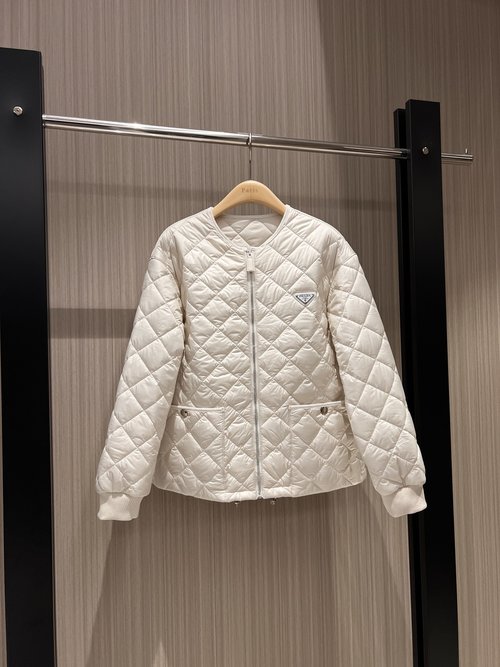 Prada Quilted Cotton Jacket with Ribbed Cuffs & Badge