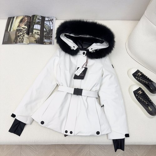 Celine Elegant Short Down Jacket with Fox Fur Trim, Timeless Warmth