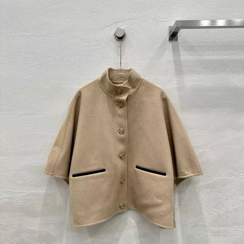 Max Mara Graceful Cashmere Cloak with Pocket Contrast and Asymmetrical Drape