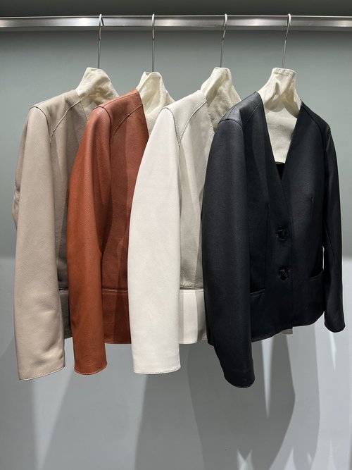 Hermes V-neck Sheepskin Leather Jacket