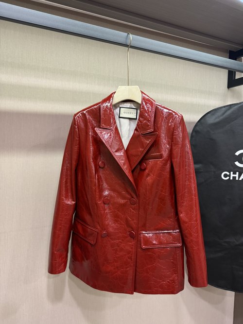Gucci Classic Leather Jacket Crafted from 100% Imported Vegetable-Tanned Waxed Leather