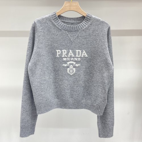 Prada Multi-Color Jacquard Logo Cashmere Short Top