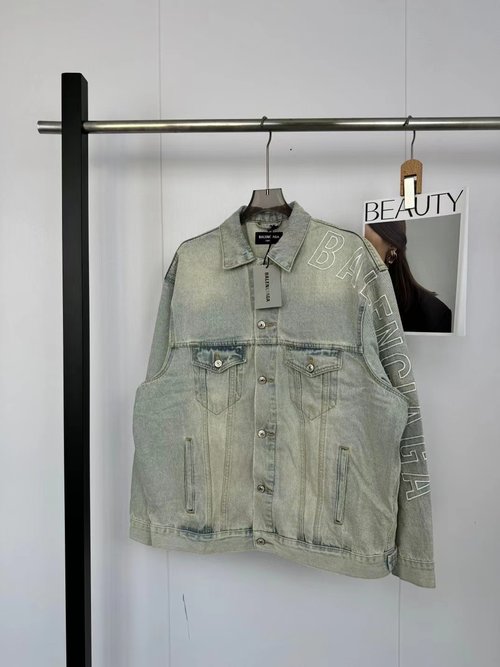 Balenciaga Classic Embroidered Denim Jacket, Heavy-duty and Sophisticated