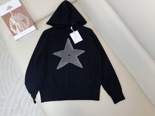 Dior New Five-star Series Jacquard Cashmere Top with Logo, Soft and Breathable