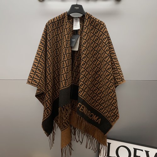 Fendi Exclusive Cape Shawl, Pure Cashmere, Versatile Use