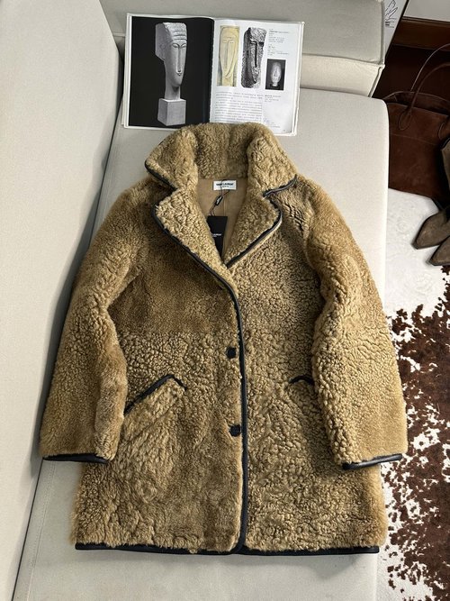Yves Saint Laurent Imported High-class Merino Sheepskin Fur One-piece with Customized Parts