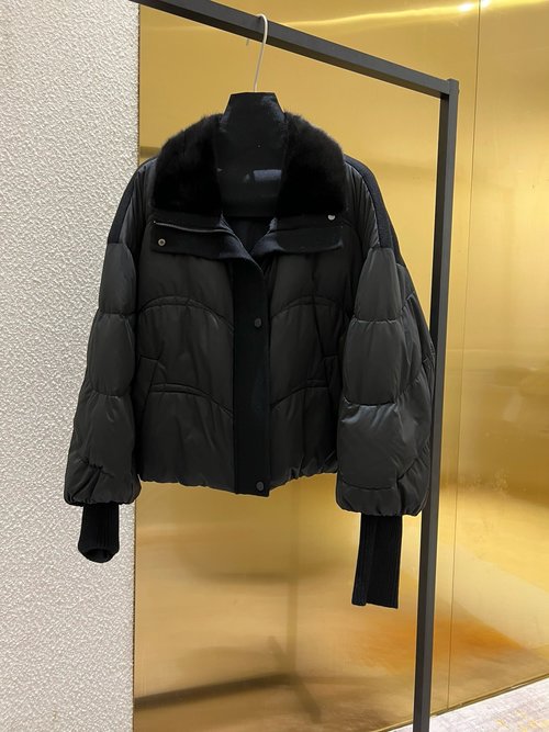 Max Mara Luxury Mink Collar Wool and Goose - Down Filled Jacket