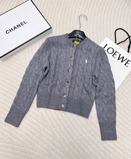 Polo Ralph Lauren Classic Pony Embroidery Wool Blend Open Cardigan