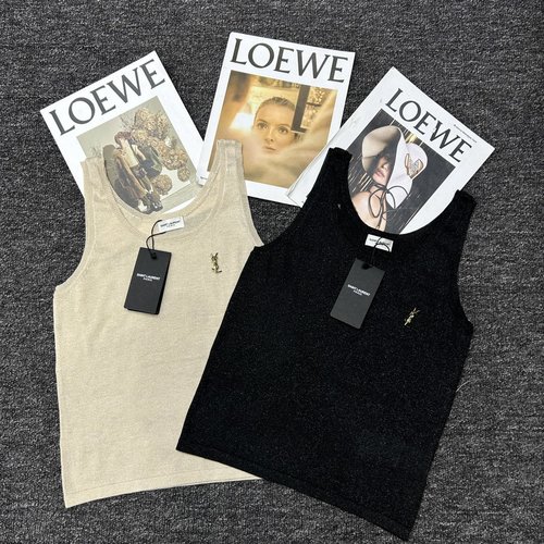 Yves Saint Laurent Gold Thread Brocade U-Neck Vest - Refined Charm