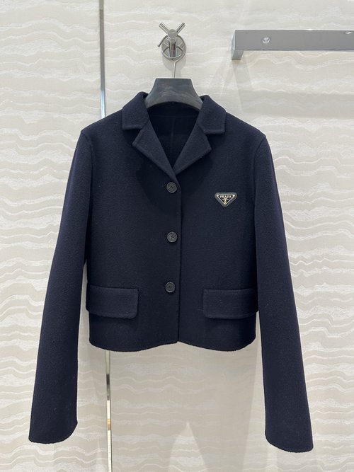 Prada Exclusive High-end First-release Handmade Double-faced Cashmere Short Coat