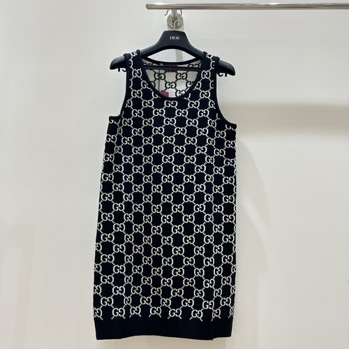 Gucci New Arrival: All-Over Letter Jacquard Reversible Vest Dress, Elegant