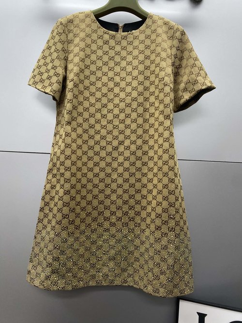 Gucci Custom Jacquard Dress with Abundant Rhinestones for a Sophisticated Look