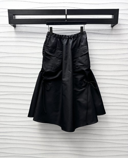 Prada Chic Drawstring Pleated Skirt with Brand Embellishments, Slimming Effect