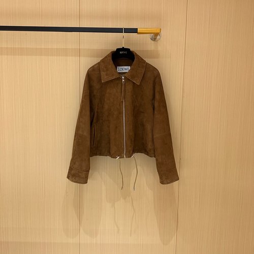 Loewe Fashionable Versatile Single Leather Coat with Imported Material