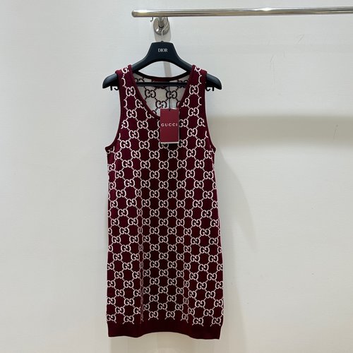 Gucci Sophisticated Full-Letter Jacquard Dual-Sided Vest Dress