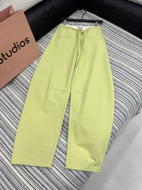 Miu Miu New Design Drawstring Waist Casual Trousers with High-end Embroidery