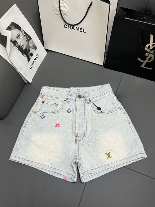Louis Vuitton LV x Tyler Craggy Monogram Printed Denim Shorts Set
