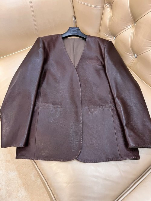 Hermes Exclusive High - end Lambskin Jacket with Classic H - shape
