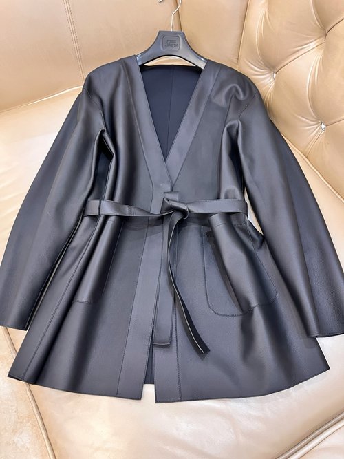 Hermes Minimalist Sheepskin Jacket Trench Coat with Classic H Shape