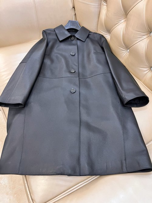 Hermes Stylish Customized Leather Jacket with Litchi Pattern and Turkish Sheepskin