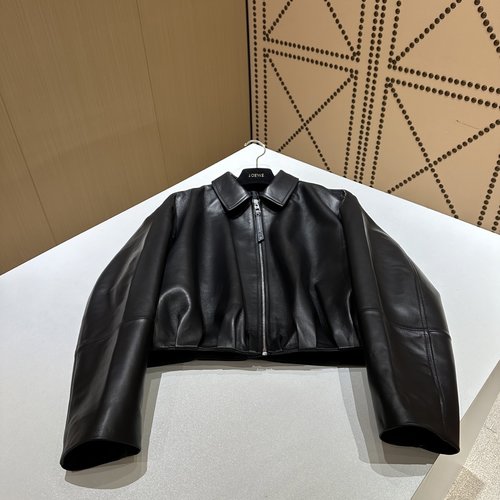 Loewe Fashionable Single Leather Outerwear with Imported Lambskin and Versatile Design