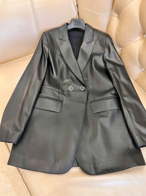 Hermes High - quality Long Lambskin Trench Coat with Arched Tailoring