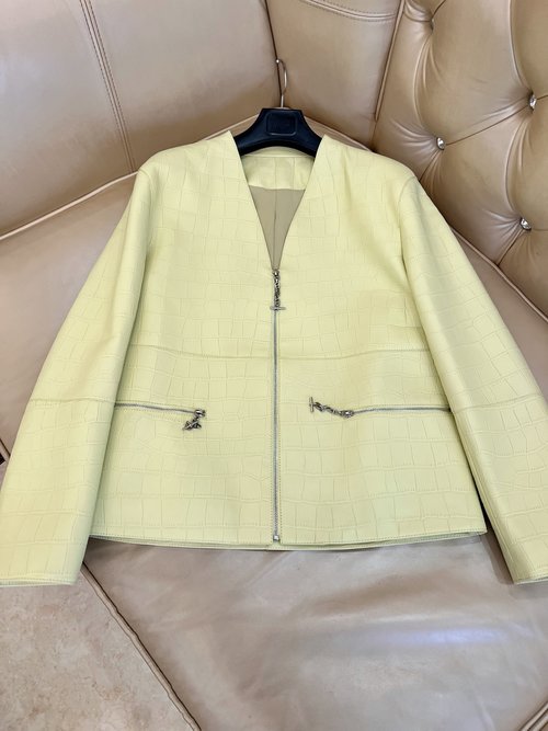 Hermes Leather Jacket with Imported Lambskin and Custom Oil Edge