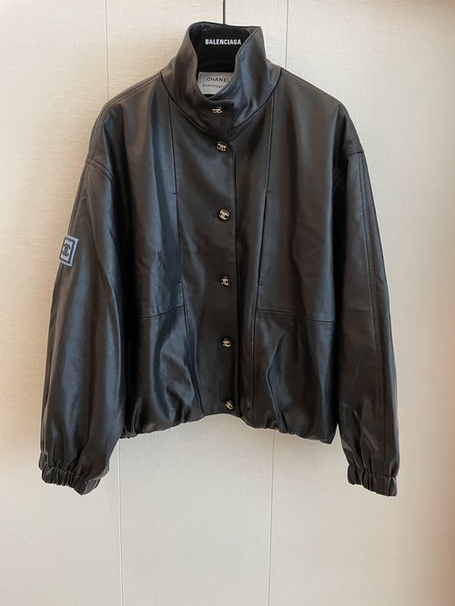 Chanel Leather Jacket, Classic Motorcycle Silhouette, Matte Finish, Hand-Rubbed Color, Vintage Charm