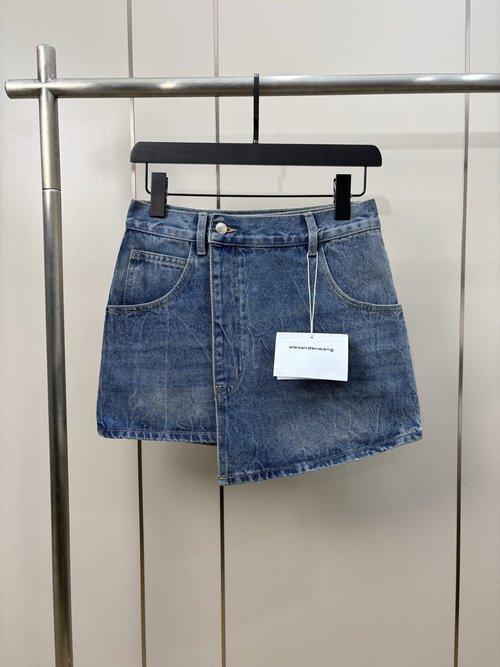 Alexander Wang Vintage Washed Wrap-Style Cotton Denim Mini Skirt