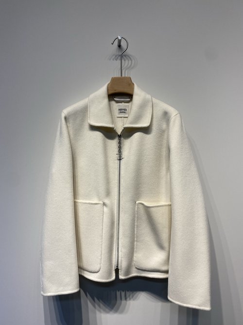 Hermes Cashmere Short Coat with Turn-down Collar