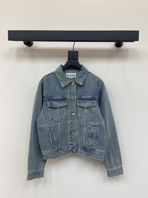 Loewe Classic Logo Patch Denim Jacket with Laser-Cut Design