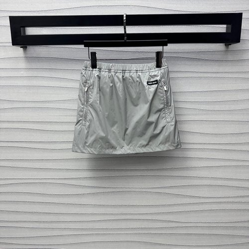 Miu Miu Elastic Waist Skirt with Logo, Breathable
