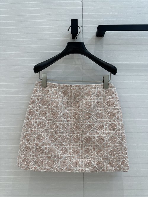 Dior Exclusive Pink Tweed A-line Skirt with Silk Lining
