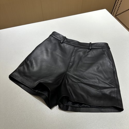 Gucci Genuine Leather Work Shorts with Heavy - Duty Collar and Imported Leather