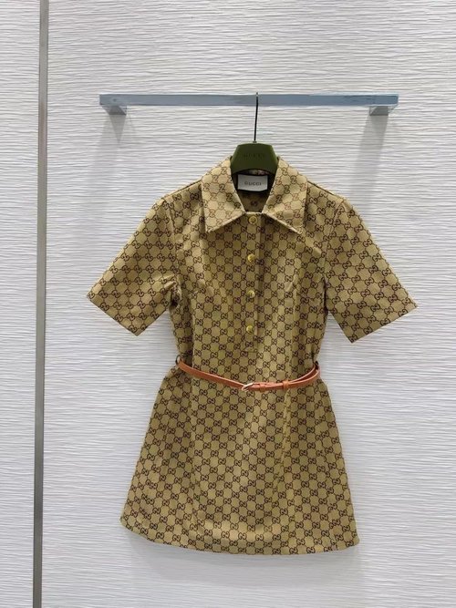 Gucci Classic Khaki Floral Dress: Soft and Flattering Silhouette