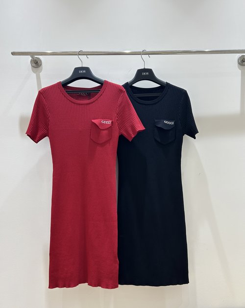 Gucci Simple and Fashionable Round-Neck Short-Sleeve Jacquard Dress