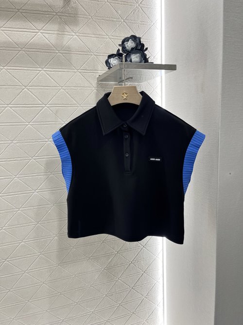 Miu Miu New Spliced Cotton Vest-Skirt Set